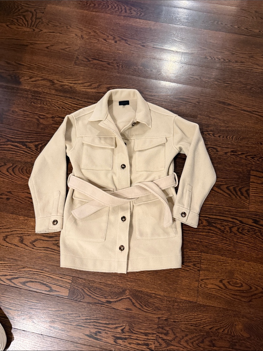 Monrow Cream Belted Trench Shacket